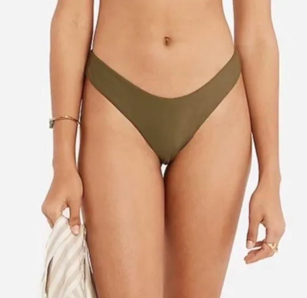 J.Crew Curved Waist Cheeky Bikini Bottom Beach Swim Minimalist Green Small NWT